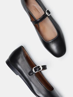 Black leather Mary Jane flats Shoes Le Monde Beryl    - Collagerie