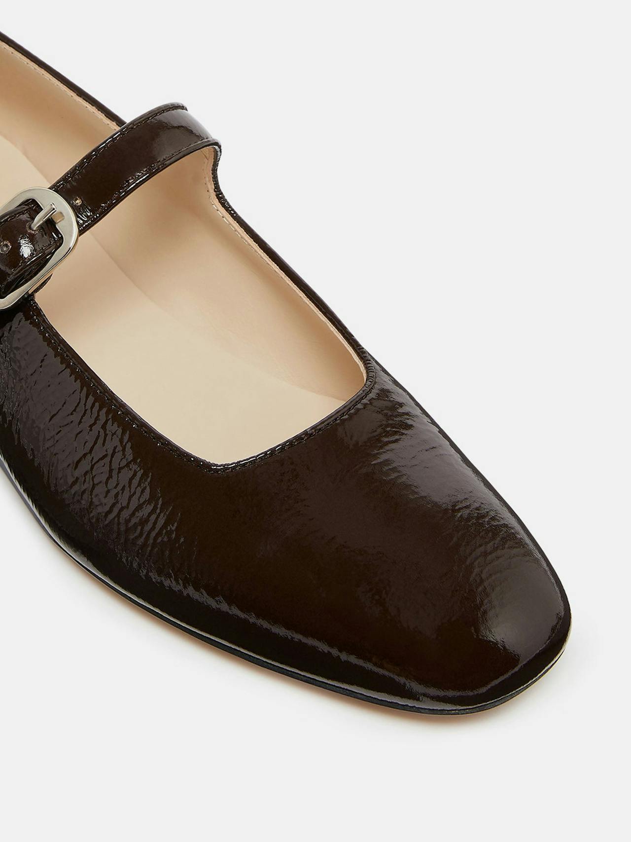 Chocolate patent leather Mary Jane flats Footwear Le Monde Beryl    - Collagerie