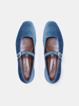 Blue velvet Mary Jane flats Footwear Le Monde Beryl    - Collagerie