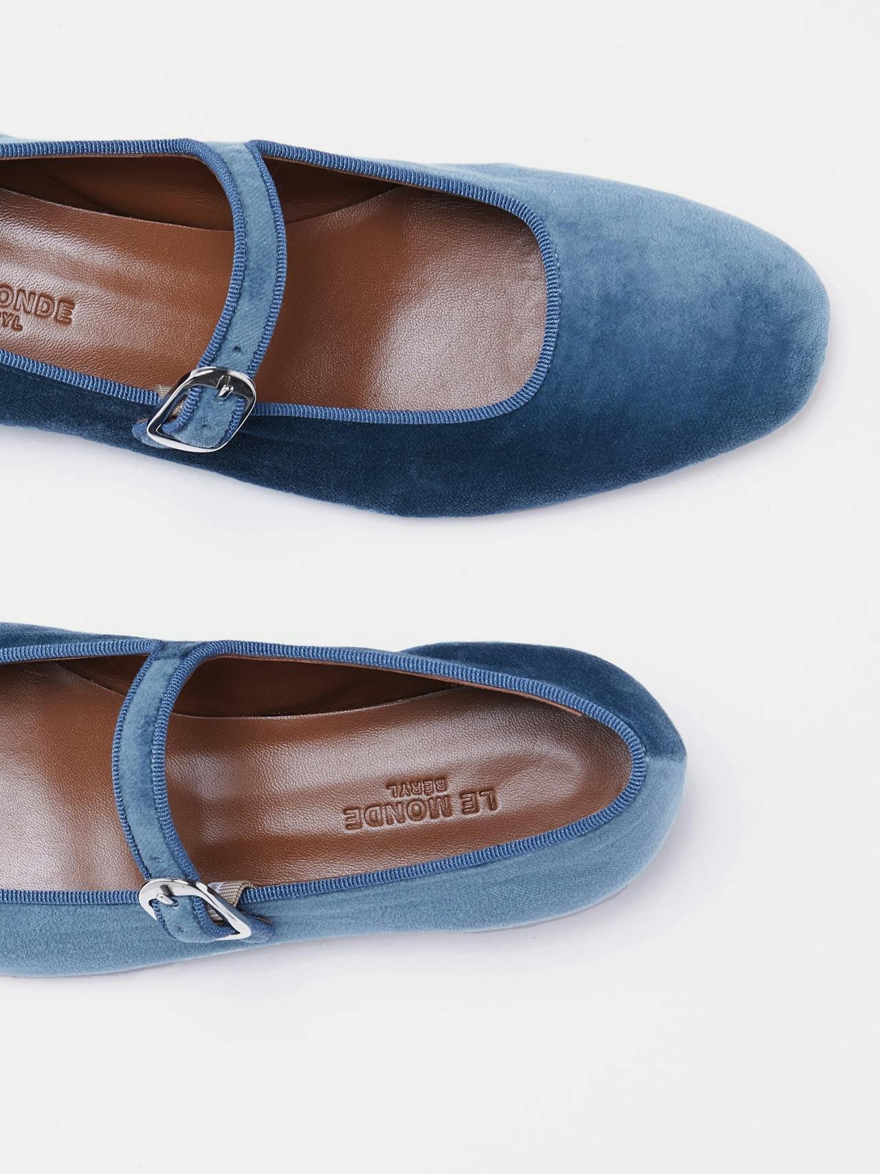 Blue velvet Mary Jane flats Footwear Le Monde Beryl    - Collagerie