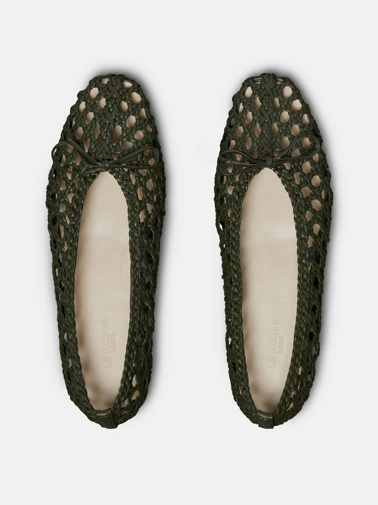 Green leather woven regency slippers Footwear Le Monde Beryl    - Collagerie