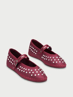 Burgundy Mae garnet flats Mary Jane Flabelus    - Collagerie