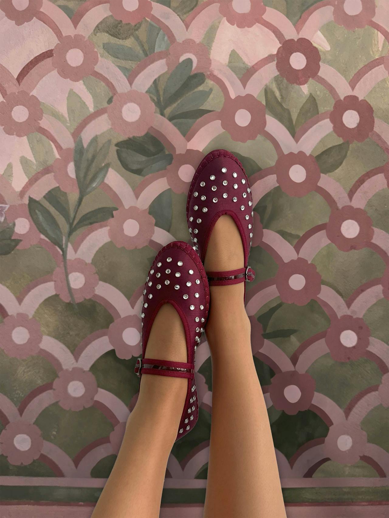 Burgundy Mae garnet flats Mary Jane Flabelus    - Collagerie