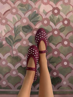 Burgundy Mae garnet flats Mary Jane Flabelus    - Collagerie