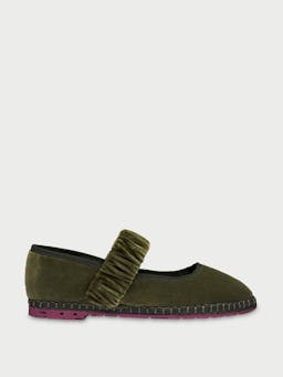 Olive green Mafalda jade flats Mafalda Flabelus    - Collagerie