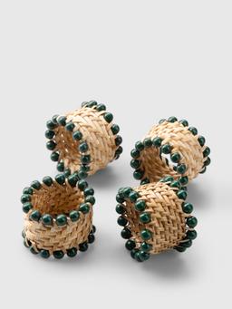 Green beaded napkin rings, set of 4 SALES Maison Margaux    - Collagerie