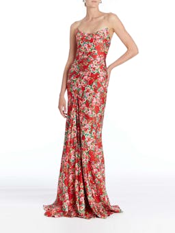 Red rose floral draped Tallulah gown Clothing Markarian    - Collagerie