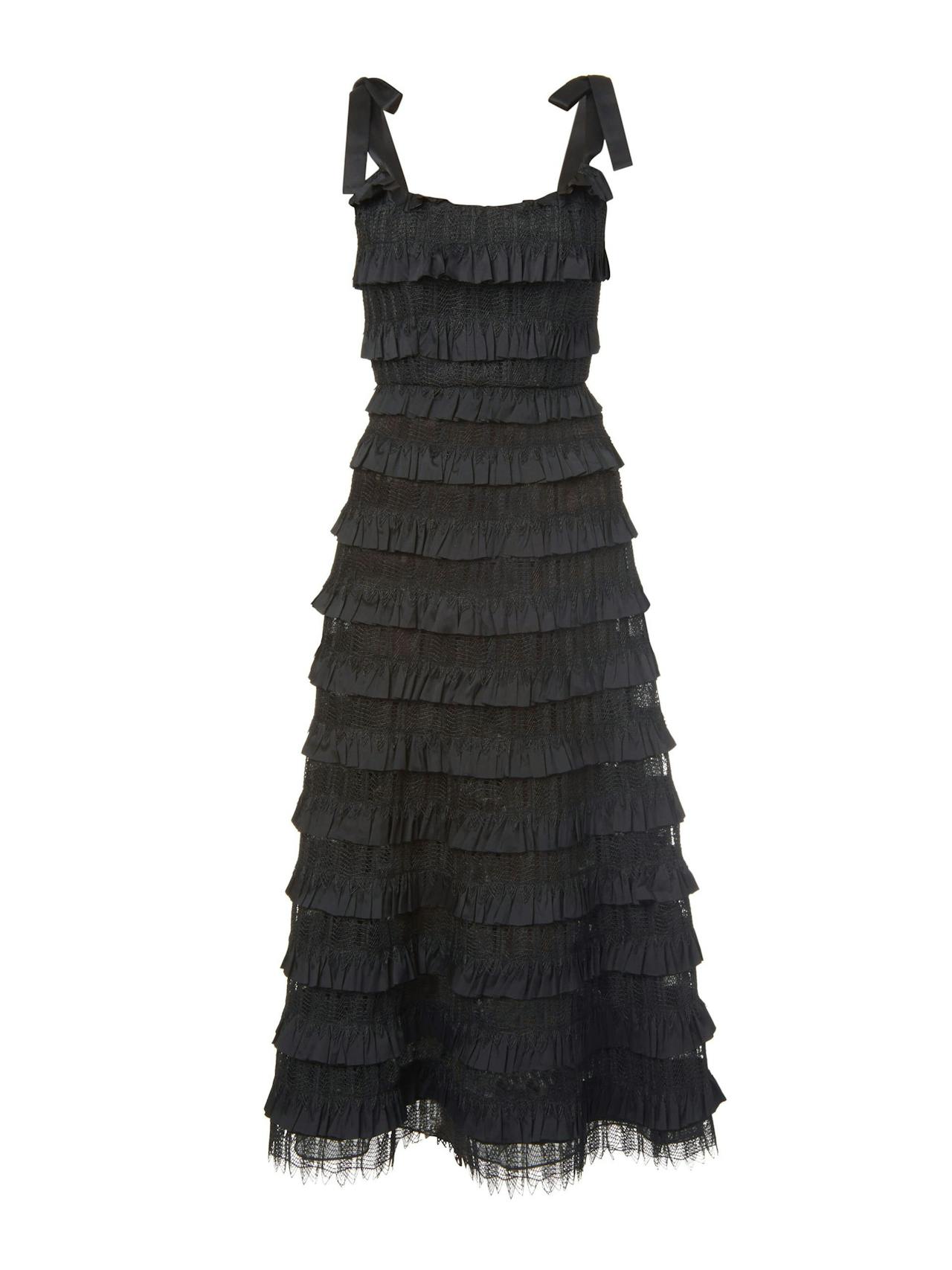 Giselle black layered ruffle corset dress