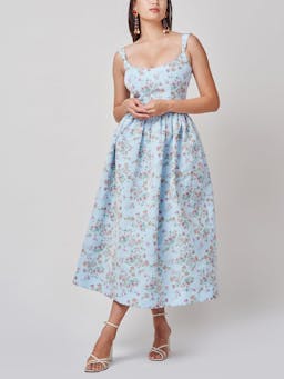 Apple blue floral ikat corset dress Clothing Markarian    - Collagerie