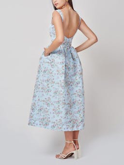 Apple blue floral ikat corset dress Clothing Markarian    - Collagerie