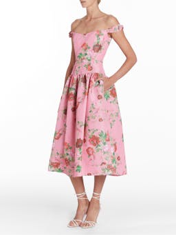 Giorgia pink floral ikat midi dress DRESS Markarian    - Collagerie