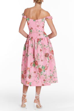 Giorgia pink floral ikat midi dress DRESS Markarian    - Collagerie