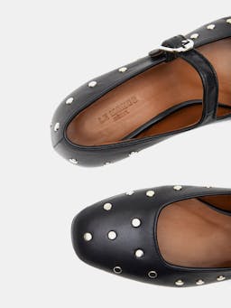 Black studded leather Mary Jane flats Shoes Le Monde Beryl    - Collagerie