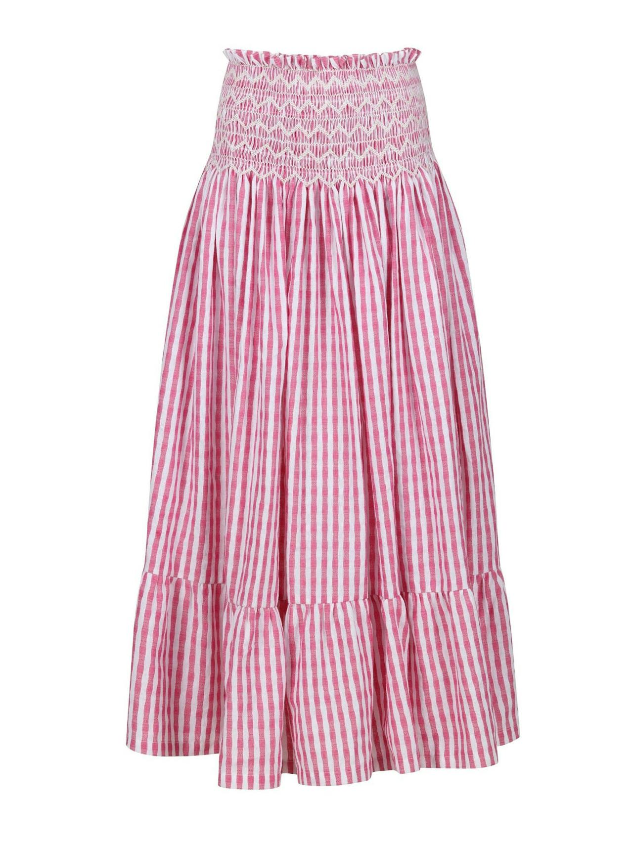 Mary stopes skirt painted pink stripes with icecap hand smocking