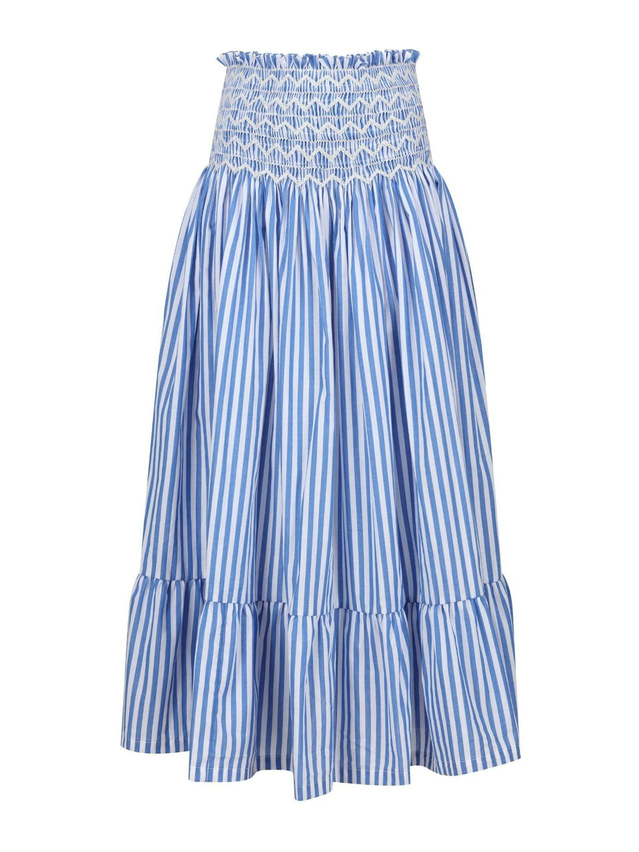 Mary stopes skirt sapphire stripes with icecap hand smocking