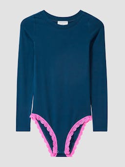 Midnight neon pink long sleeved bodysuit Long Sleeve Bodysuit Stripe & Stare    - Collagerie