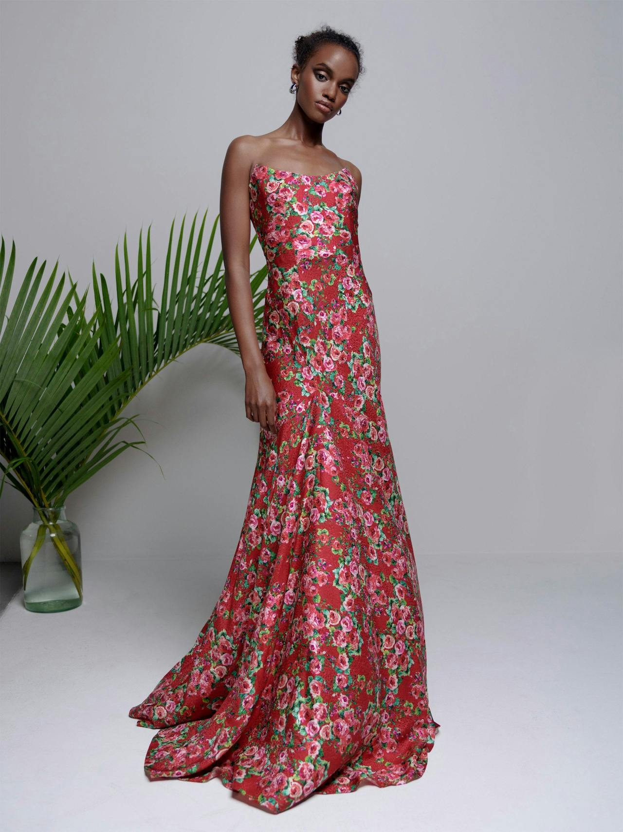 Red rose floral draped Tallulah gown Clothing Markarian    - Collagerie