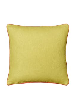 Moss green cushion with terracotta trim Cushions Volga Linen    - Collagerie