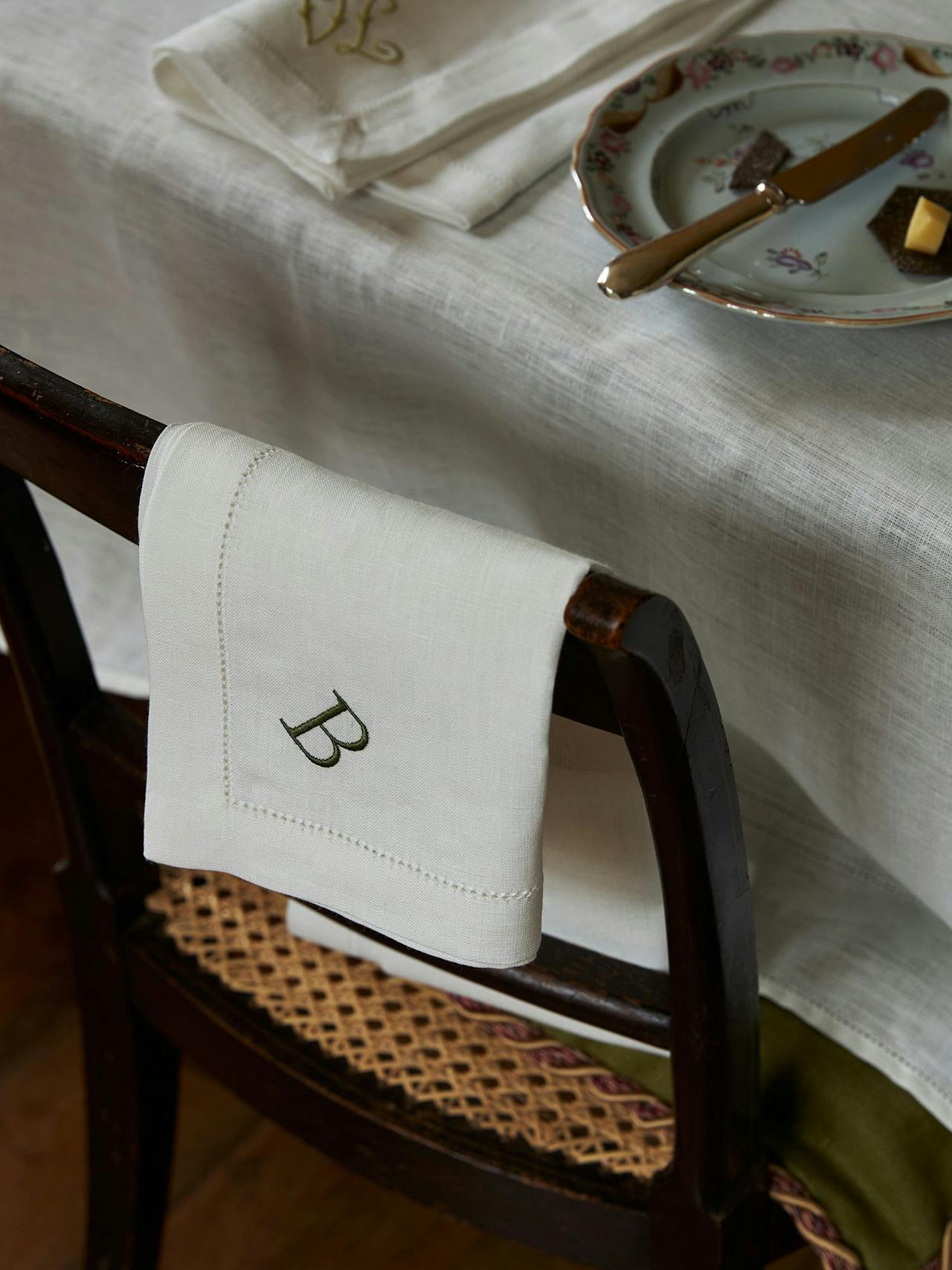 Ivory white hemstitch large napkin, set of 6 Dining Volga Linen    - Collagerie