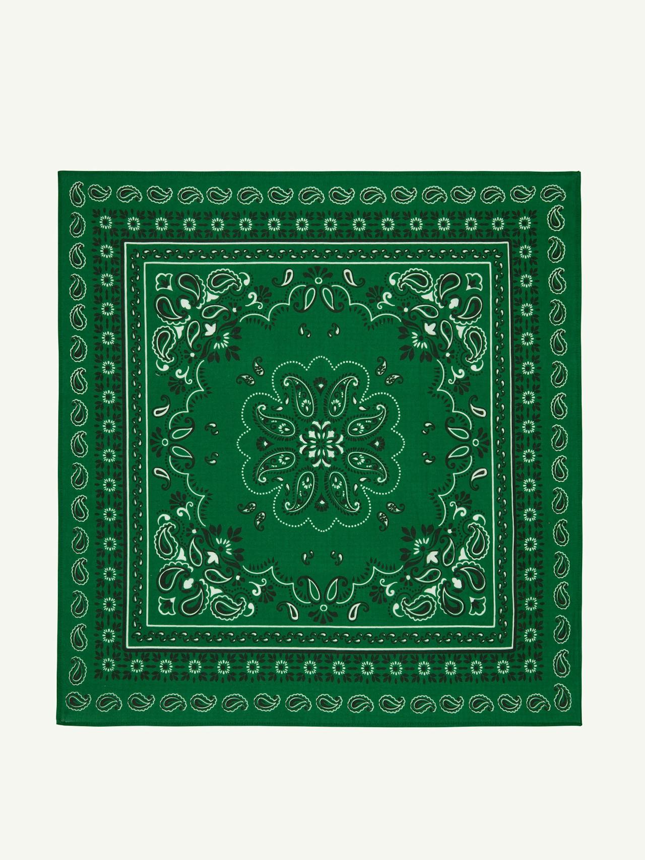 Neckerchief: Cotton, green paisley