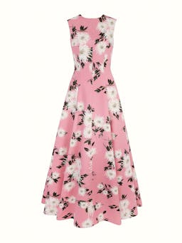 Nodin gown in pink dahlia floral print taffeta faille Dresses Emilia Wickstead    - Collagerie