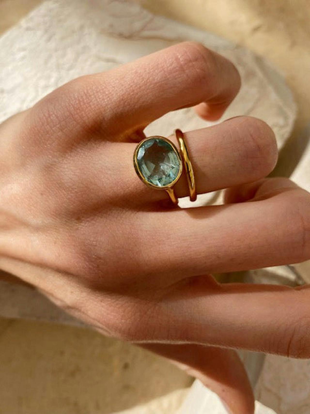 Light blue Oval chunky ring Rings Shyla Jewellery    - Collagerie