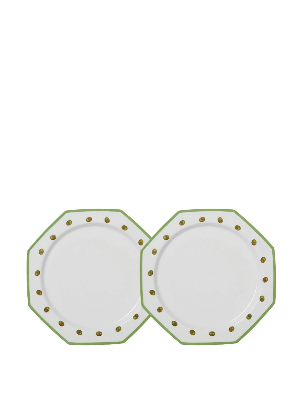 Olive octagonal plate set  In the Roundhouse    - Collagerie