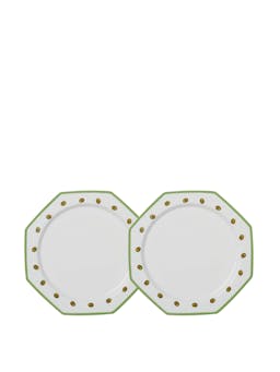 Olive octagonal plate set  In the Roundhouse    - Collagerie