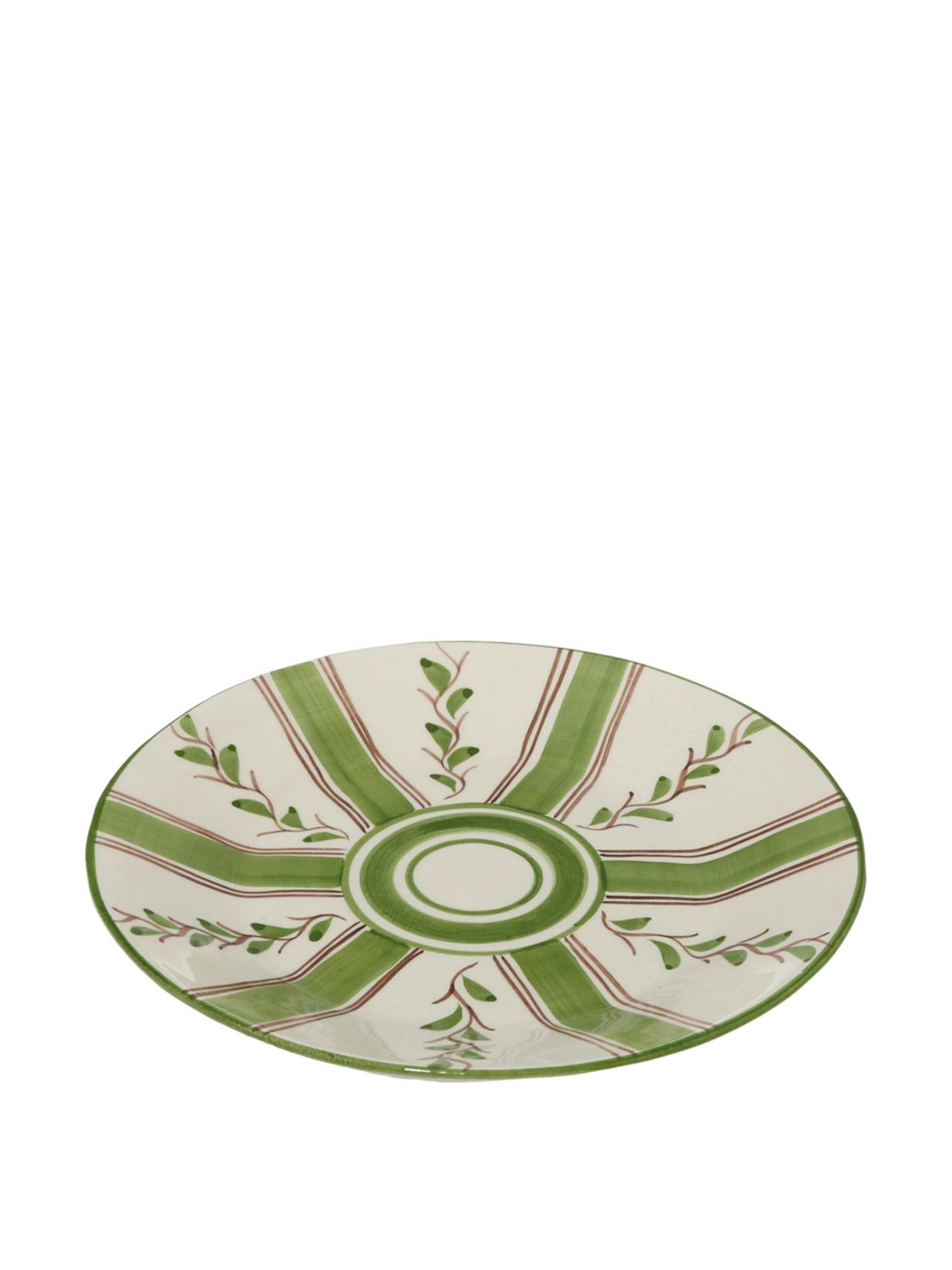 Olive stripe dessert plate Interiors Carolina Irving & Daughters    - Collagerie