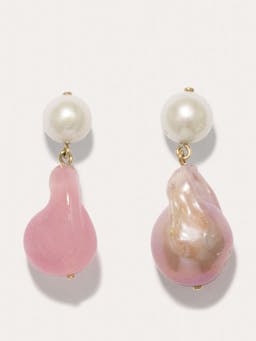 Pearl and pink resin gold Nebula earrings Jewellery & Watches Completedworks    - Collagerie