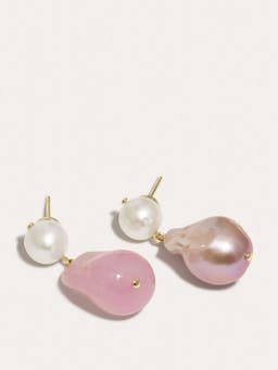 Pearl and pink resin gold Nebula earrings Jewellery & Watches Completedworks    - Collagerie