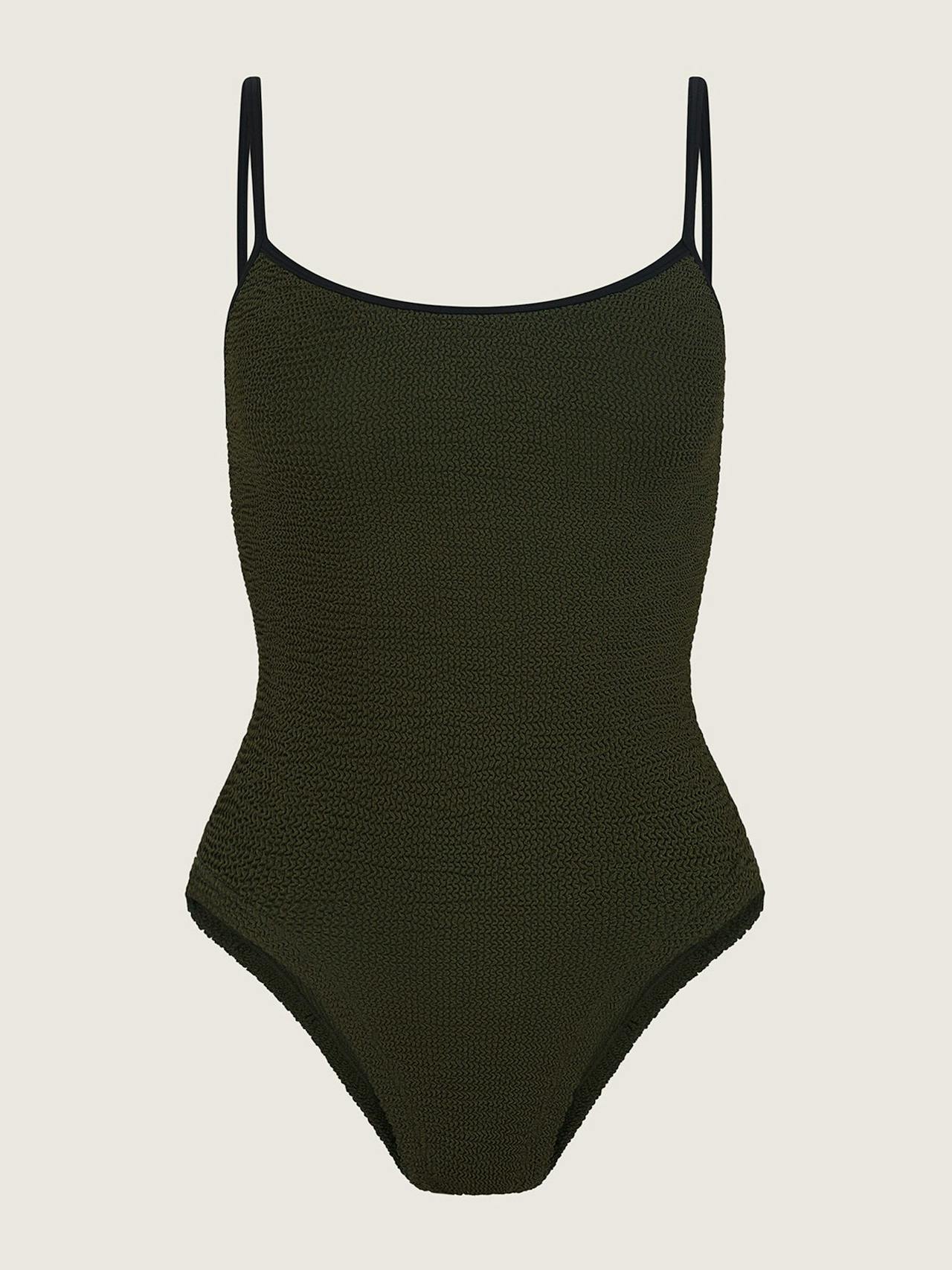 Metallic khaki and black contrast Pamela swimsuit Swimsuit Hunza G    - Collagerie