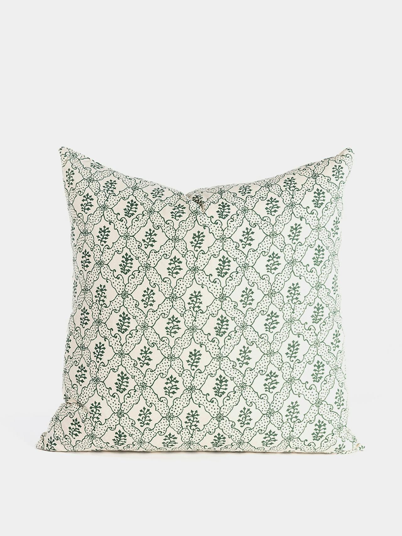 Lattice flower scatter cushion in green