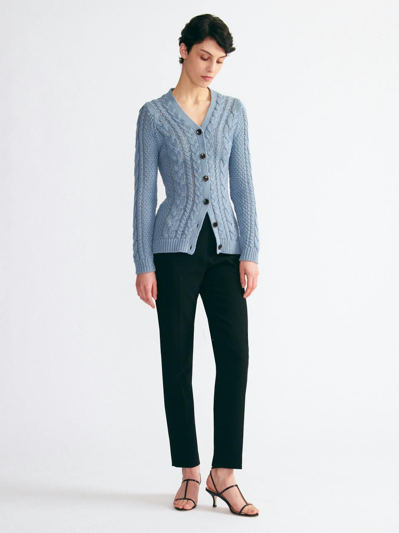 Elmer knit cardigan in smoke blue Knitwear Emilia Wickstead    - Collagerie