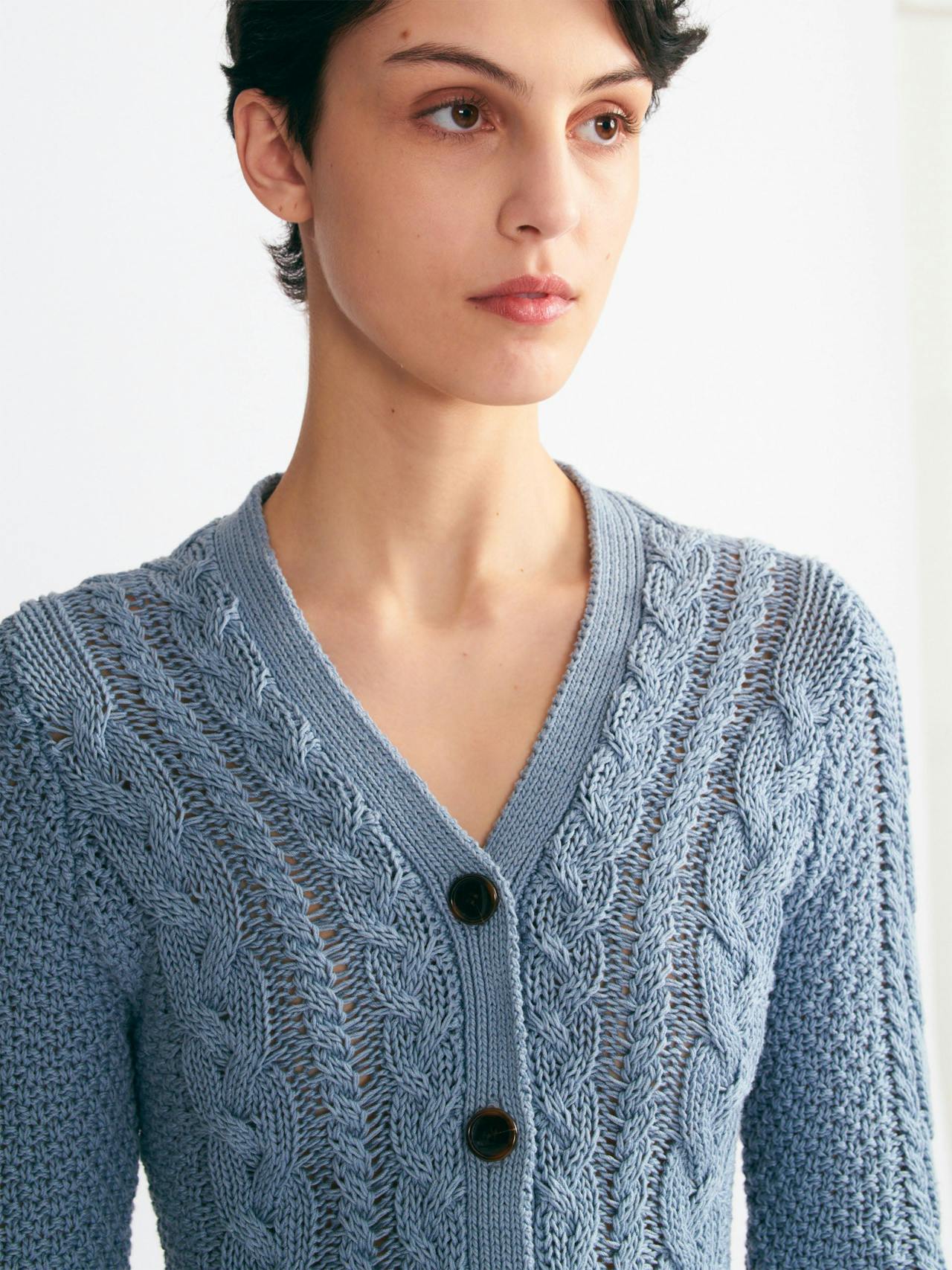 Elmer knit cardigan in smoke blue Knitwear Emilia Wickstead    - Collagerie