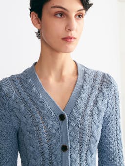 Elmer knit cardigan in smoke blue Knitwear Emilia Wickstead    - Collagerie