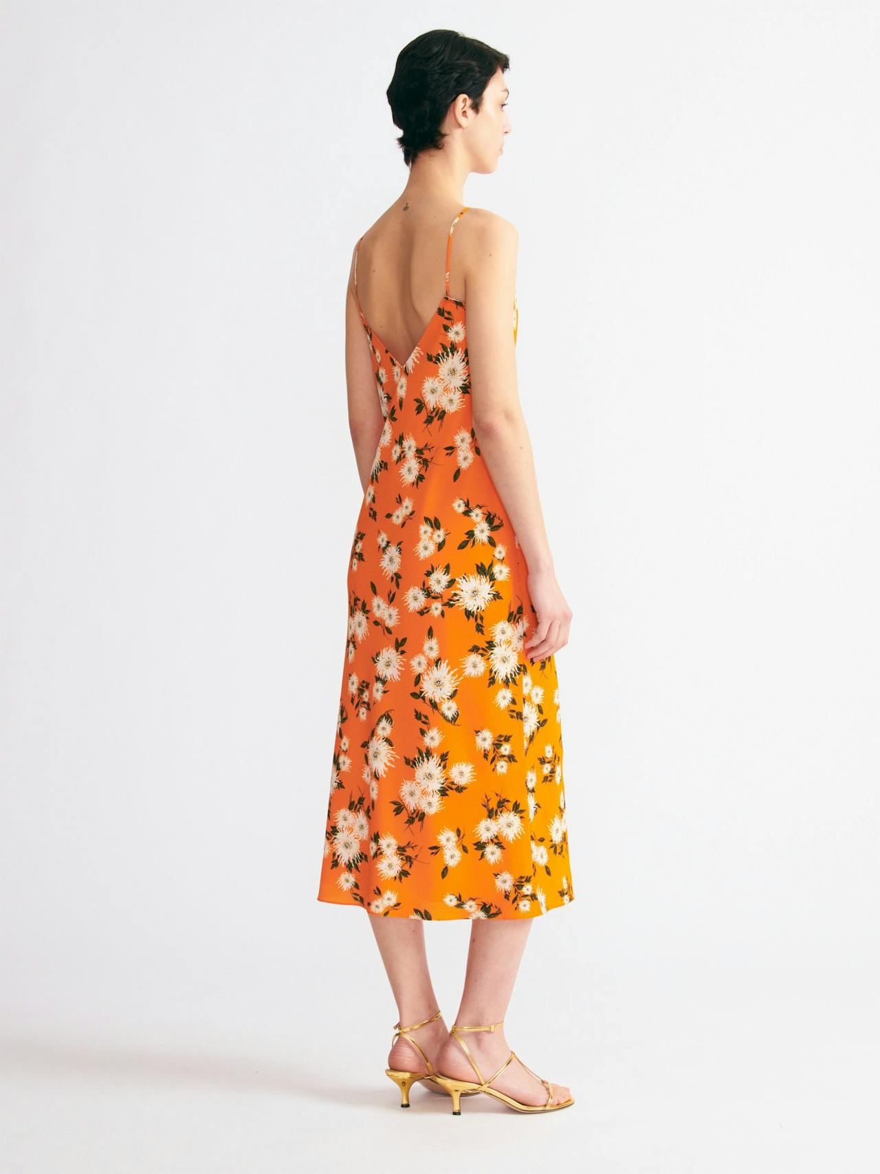 Amaris dress in orange dahlia floral print crepe georgette Dresses Emilia Wickstead    - Collagerie