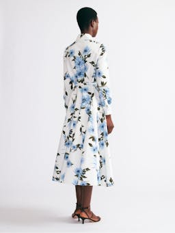 Tomasina dress in blue dahlia floral print taffeta faille Dresses Emilia Wickstead    - Collagerie