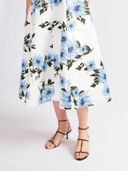 Mara dress in blue dahlia floral print taffeta faille Dresses Emilia Wickstead    - Collagerie