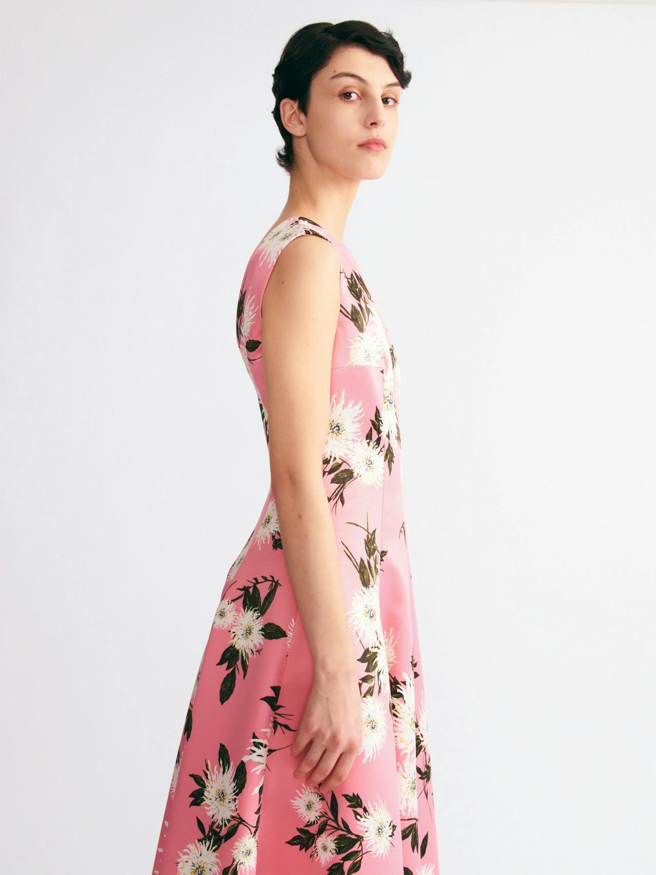 Nodin gown in pink dahlia floral print taffeta faille Dresses Emilia Wickstead    - Collagerie