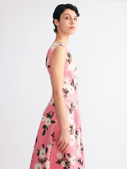 Nodin gown in pink dahlia floral print taffeta faille Dresses Emilia Wickstead    - Collagerie