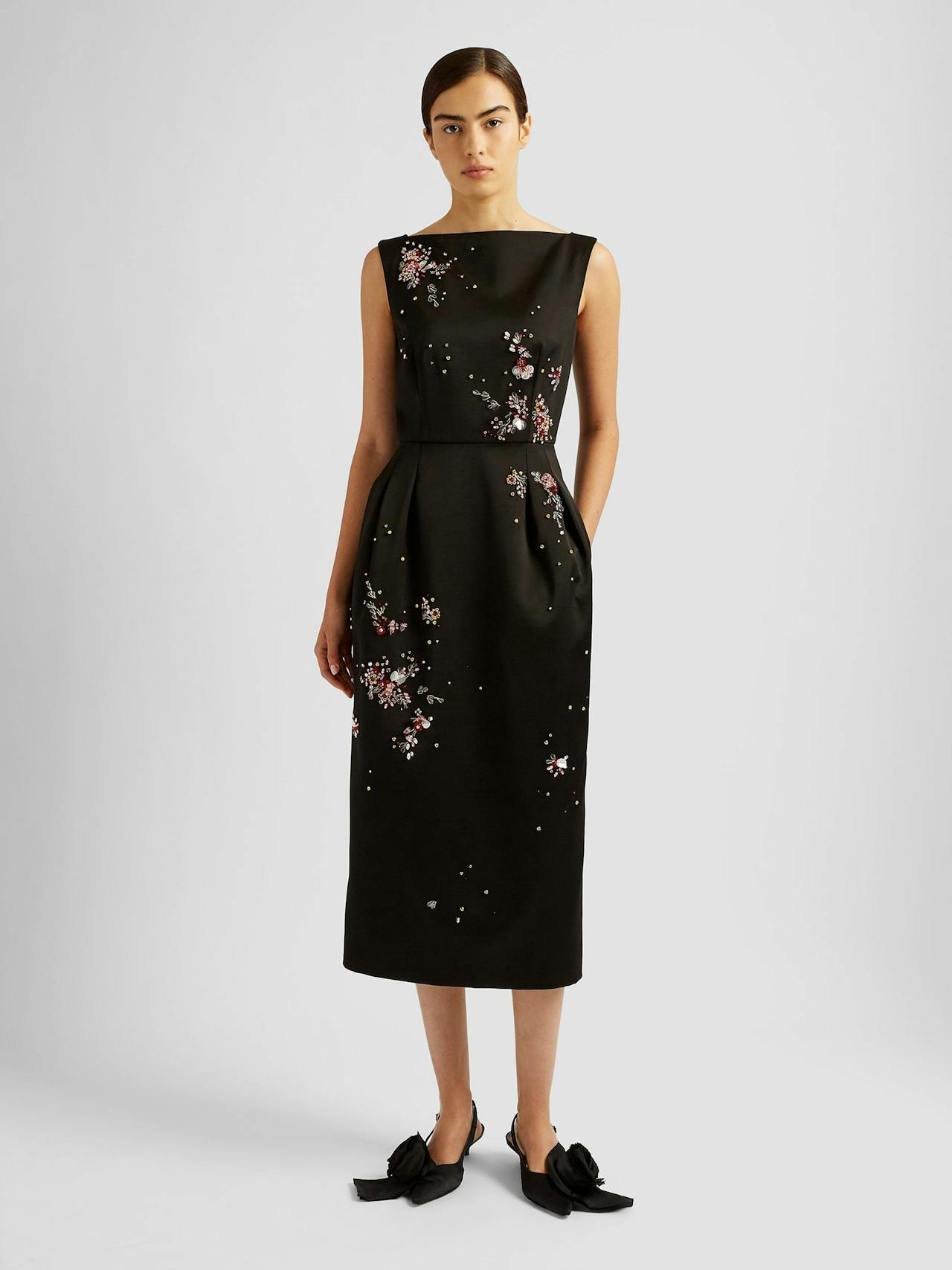 Black sleeveless midi pencil dress PF24_F1D12_BEDSX Erdem    - Collagerie