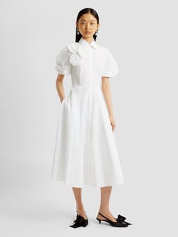 Short sleeve midi shirt dress with rosettes PF24_F1D35_WCP Erdem    - Collagerie