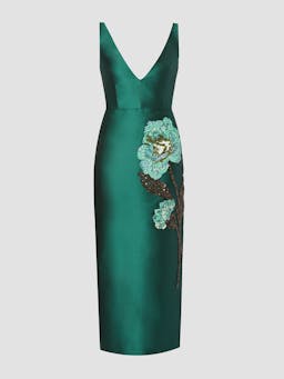 Sleeveless v neck midi dress PF24_F1D36_GEM Erdem    - Collagerie