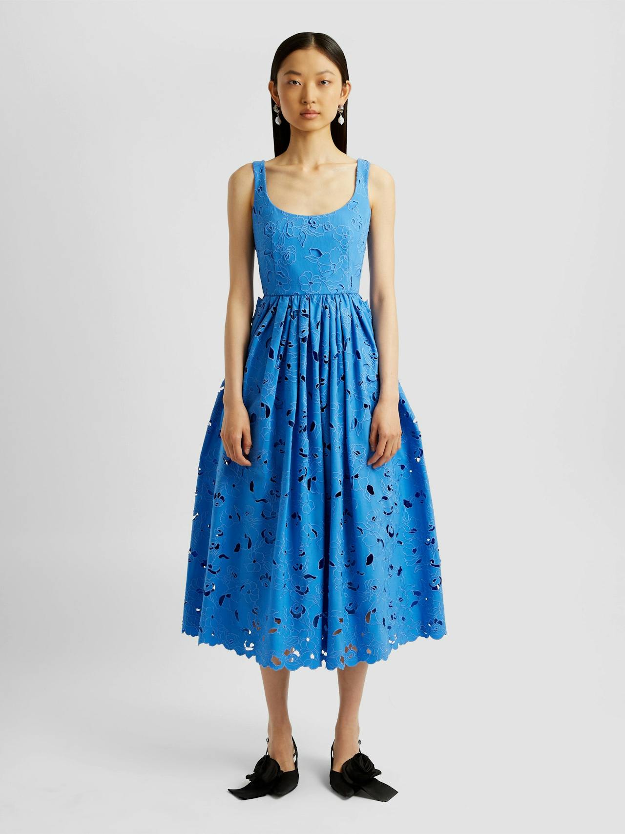 Sleeveless fit and flare midi dress PF24_F1D37_BLCC Erdem    - Collagerie