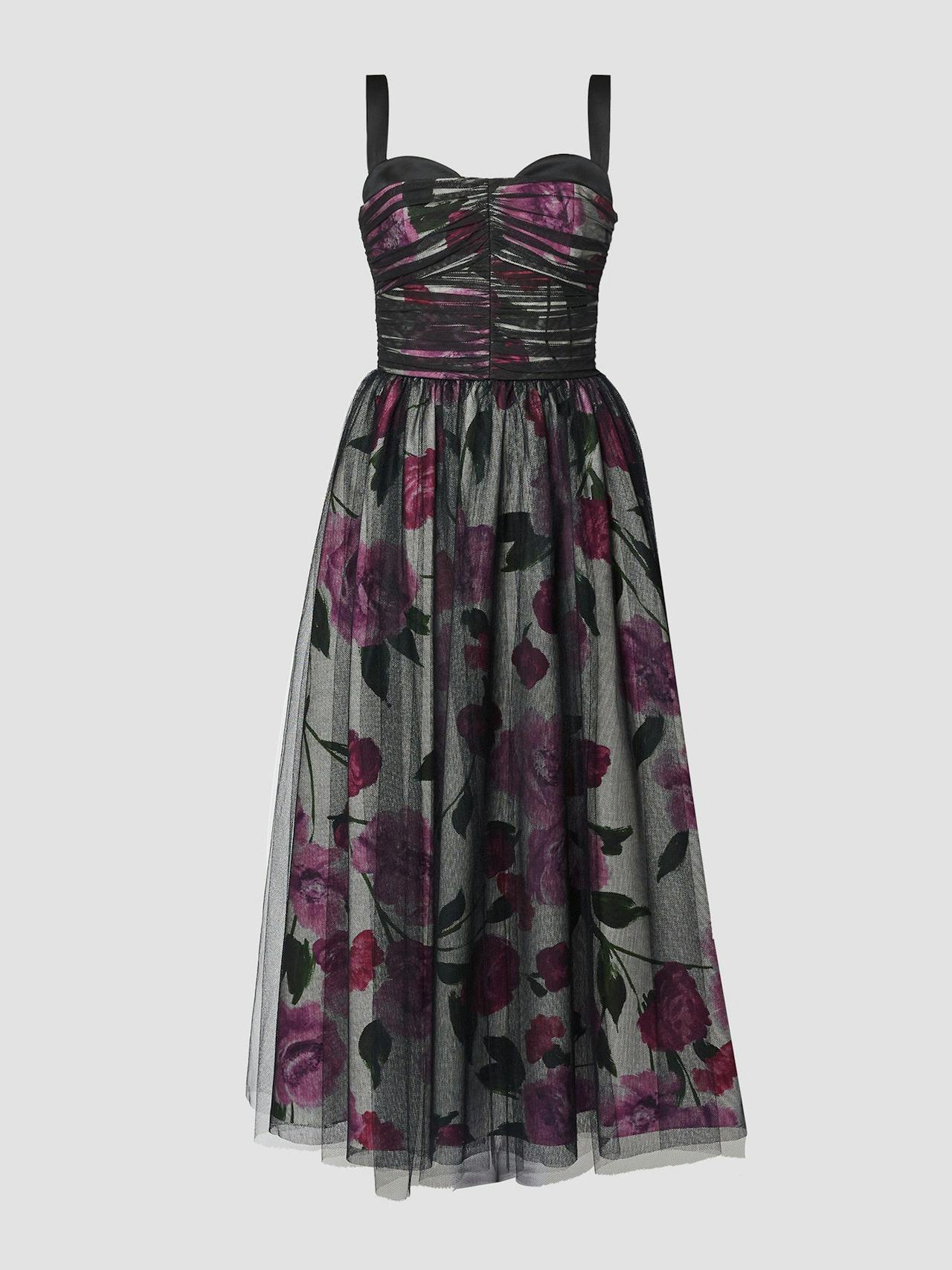 Sleeveless dress with tulle overlay