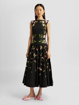 Black sleeveless midi dress PF24_F1D7_BLLCF Erdem    - Collagerie