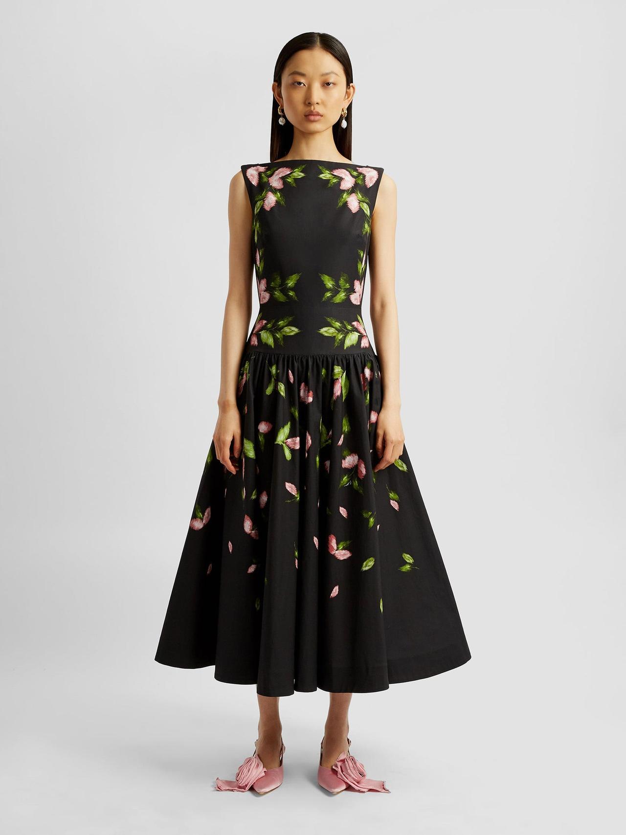 Black sleeveless midi dress PF24_F1D7_BLLCF Erdem    - Collagerie