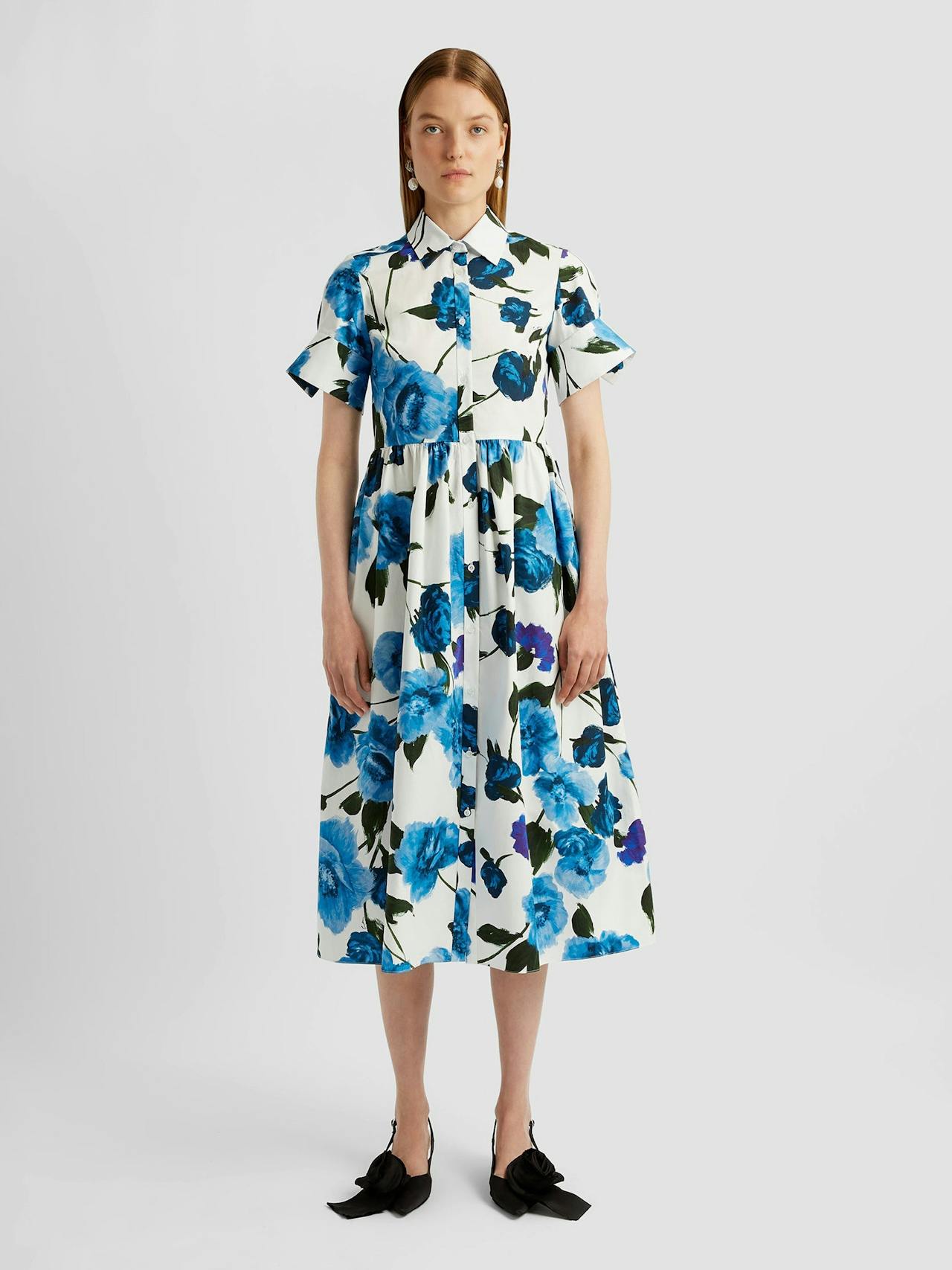 Flared cuff fit and flare shirt dress PF24_F1D921_WBVHCPX Erdem    - Collagerie