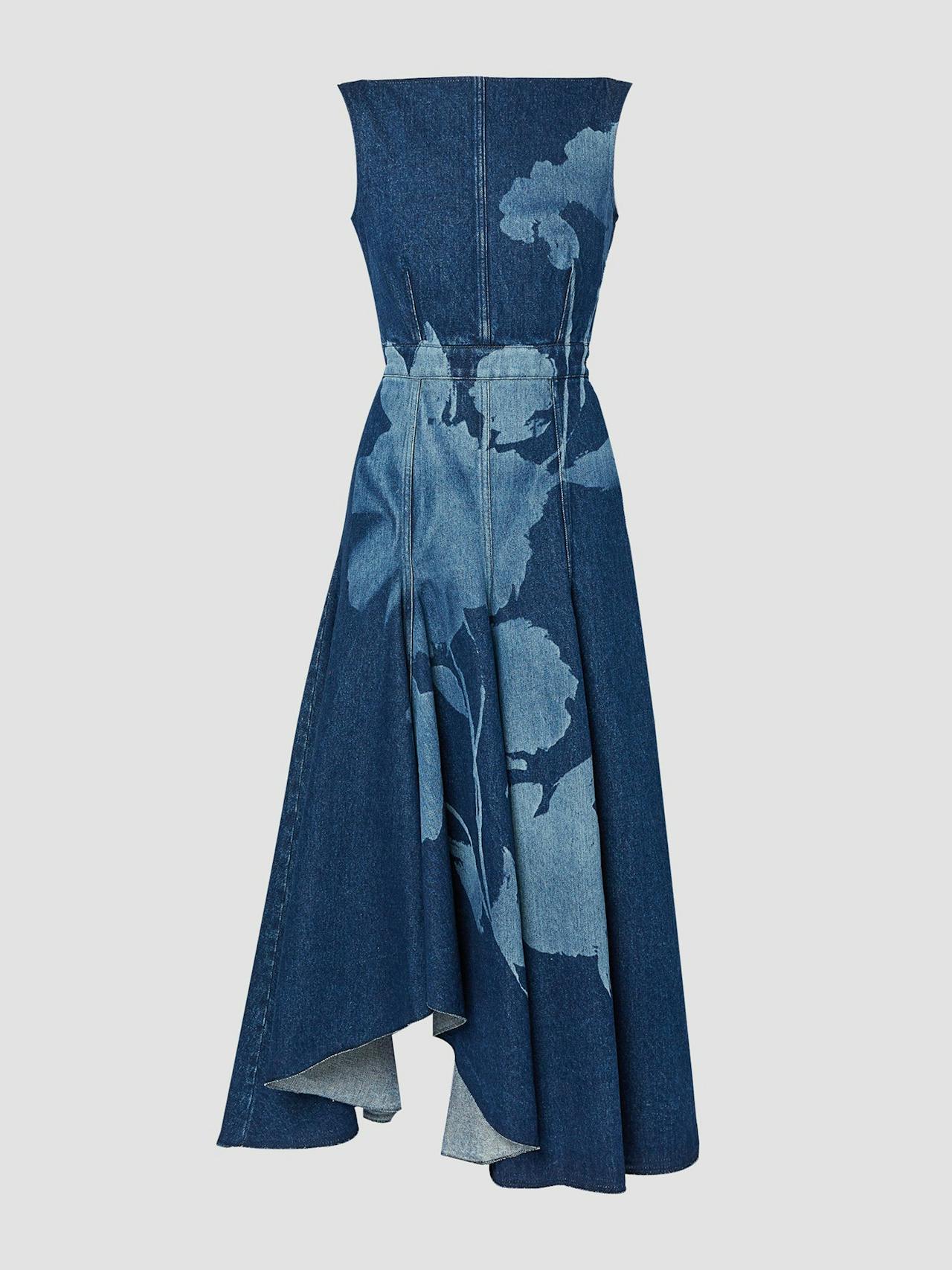 Denim fit and flare midi dress